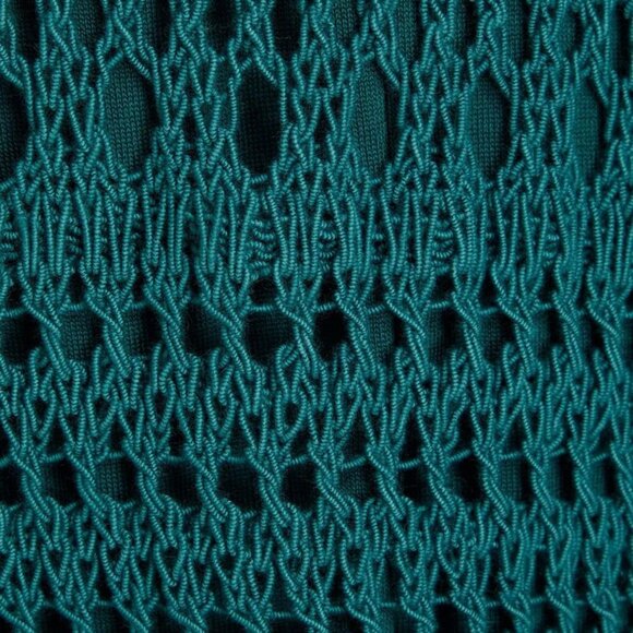 VINCE Lace Crochet Knit Midi DRESS Size L Teal Green Cotton Blend NEW $525 - Picture 6 of 9